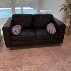  Authentic Black Leather Sofa Couch 