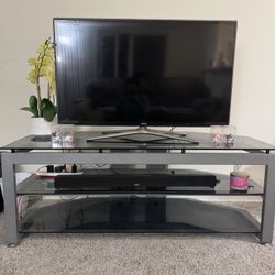 Samsung 48” TV + Glass TV Stand + RCA Soundbar + Fire Stick – Complete Setup