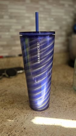 Starbucks Cup, Blue/Silver Swirl