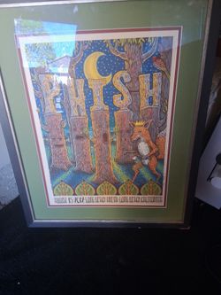 Phish concert poster signed by Michael Motorcycle 2012 Long Beach 167/675 framed