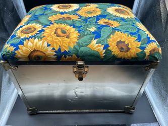 Metal Storage Box with Sunflower Cushion Top