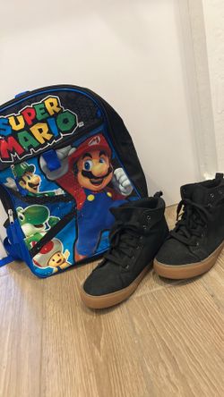 Super Mario Backpack & Shoes size 6