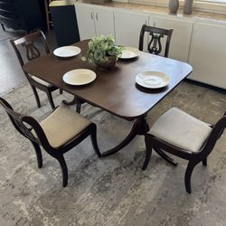 Brown Solid Wood Dining Table & 4 Chairs Set $200