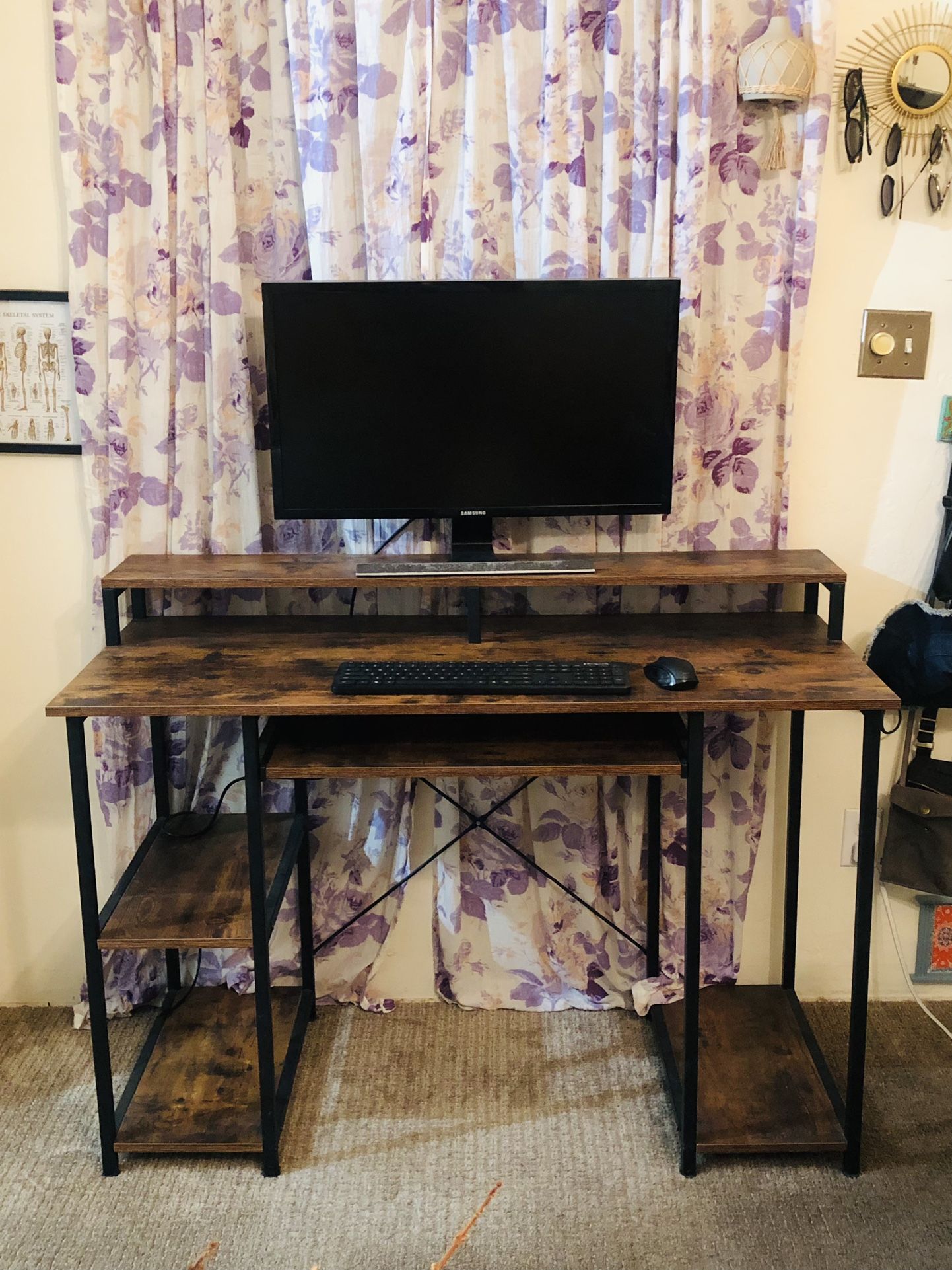 47" Industrial Home Office Computer Desk With. Chair