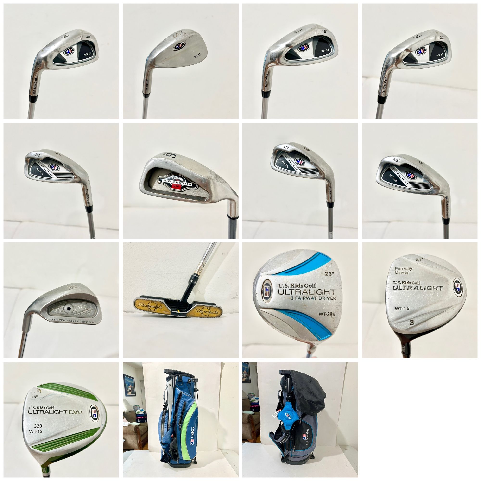Kids Golfing Set Bundle (13 Clubs 2 Bags)