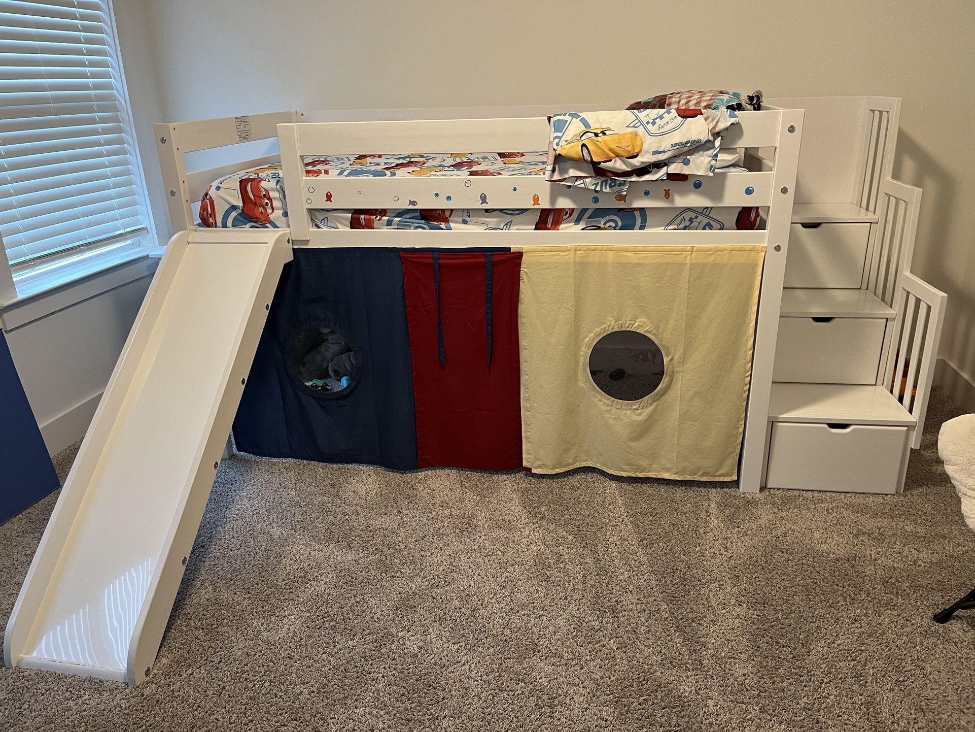 Twin Loft Bed With Slide And Mattress 