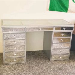 All Glass Vanity Desk ( Mirror Not included 