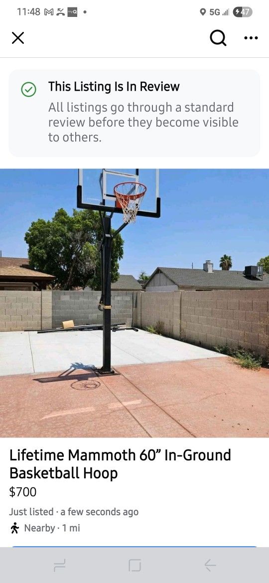 Lifetime Mammoth 60” In-Ground Basketball Hoop
