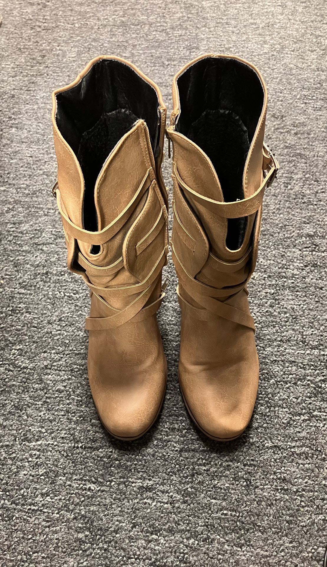 Women's Chunky Heel Mid Calf Boots