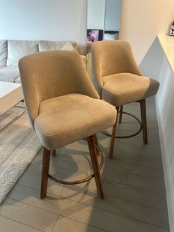 Set of 2 Upholstered Counter Stools