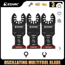EZARC - Carbide Oscillating Saw Blades, General Purpose Multitool Blades Quick Release for Metal, Nails, Wood, Plaster, Drywall and PVC, 3-Pack