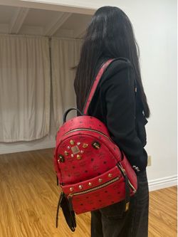 MCM Stark Backpack - Red Studded