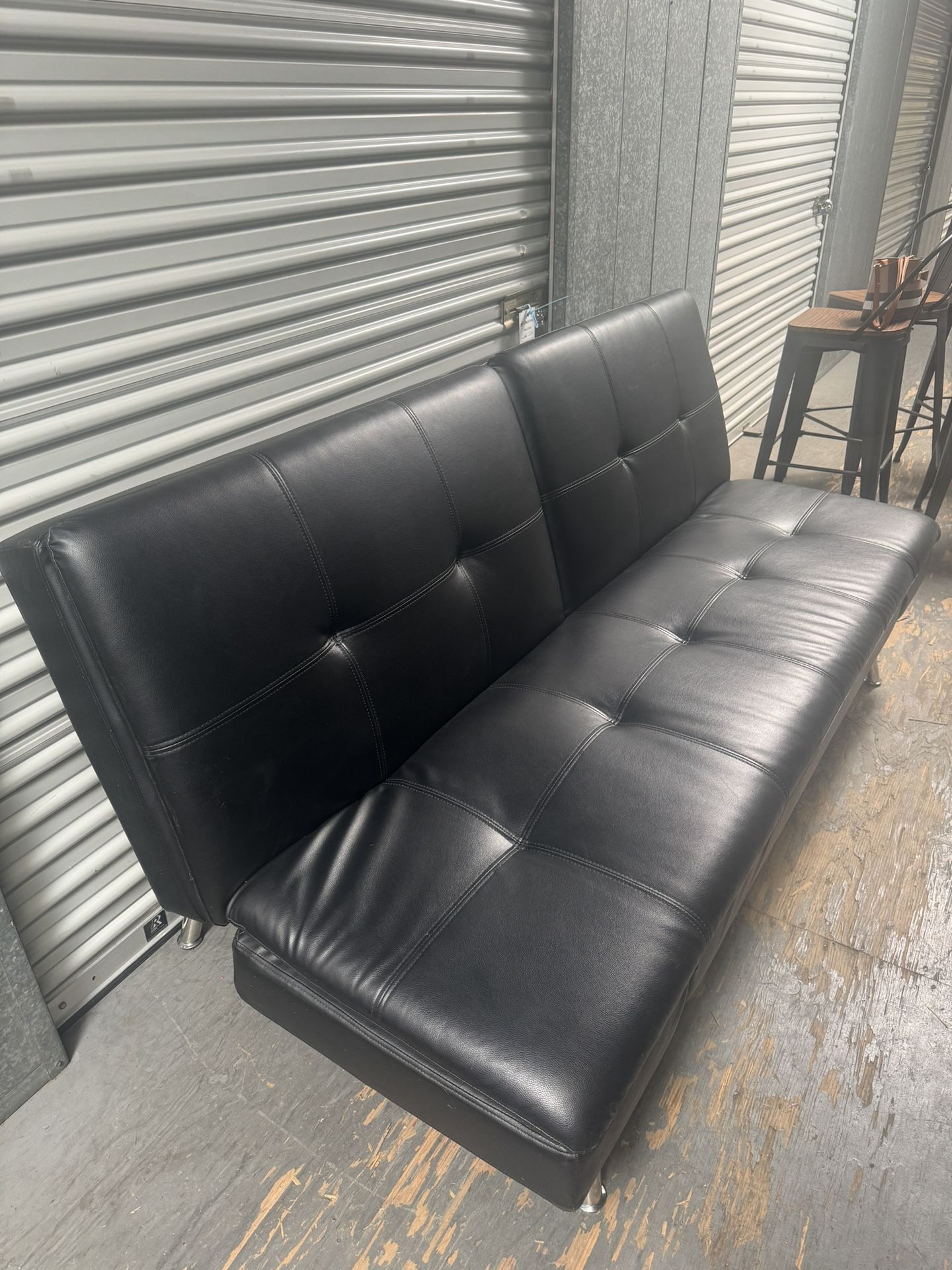 Black Leather Futon Couch