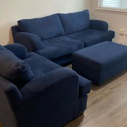 Couch , Oversized Chair And Ottoman On Wheels 