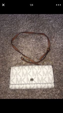 Michael Kors new white and tan leather small satchel