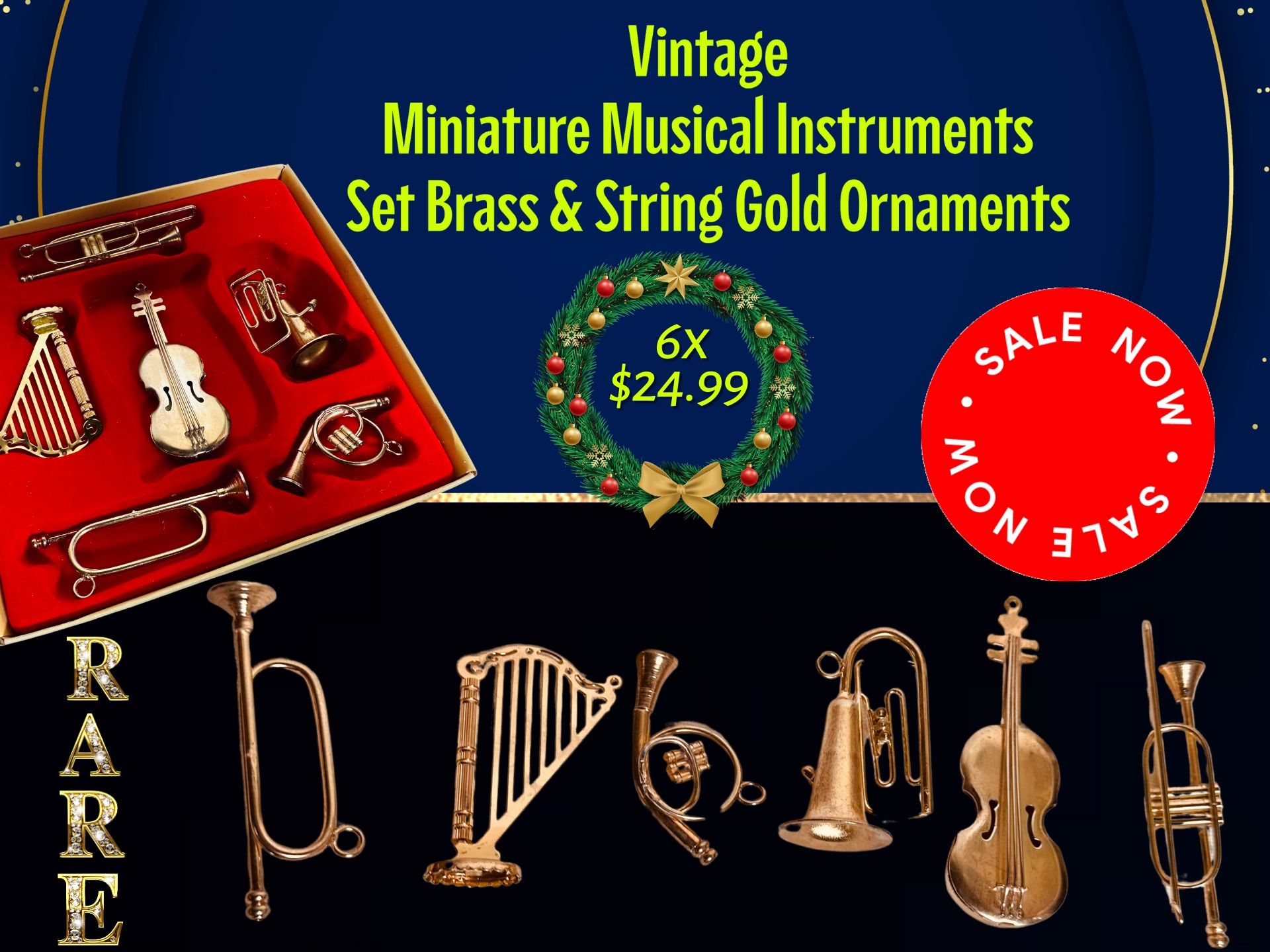 Vintage Miniature Musical Instruments Box Set.