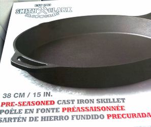 Smith & Clark Ironworks 15 in Cast Iron Pre-Seasoned Skillet Frying Pan
