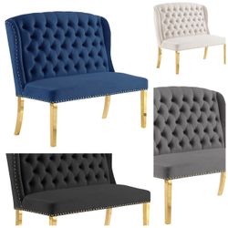 Brand New Velvet Dining Bench In Gold Color Choices 