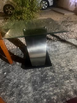 Glass Top End Table with Metal Base
