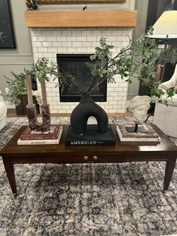 Vintage Solid Wood Castor Wheel Coffee Table