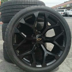 26" 26x10 Chevy Silverado GMC Sierra Glossy BLACK Wheels & Tires Suburban Escalade Tahoe Yukon Rims Rines Setof4..FINANCING..