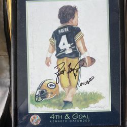 Brett Favre Signed Drawn Picture 