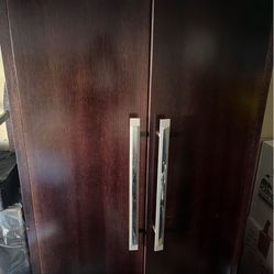 Tall Shelf drawer Armoire dark wood