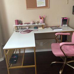 Pink Gold White Office Desk Chair 