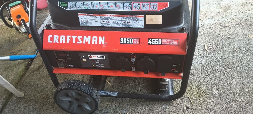 Craftsman Generator 3650 Watts. 4550 Starting Watts . $350 OBO.