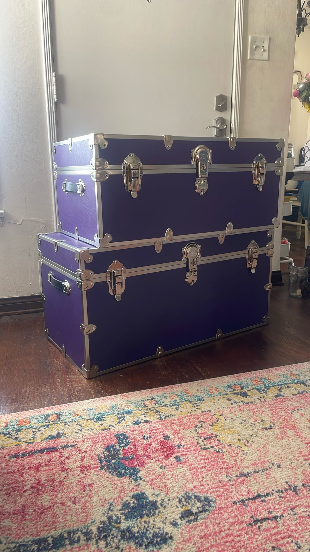 2 New Storage Trunks Wood Nice Decor Retro