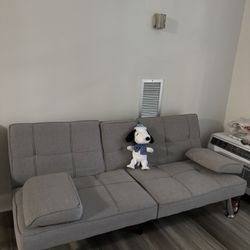 Reclining Sofa Bed for Apartment, Dorm w/Removable Armrests, 2 Cupholders - Light Gray