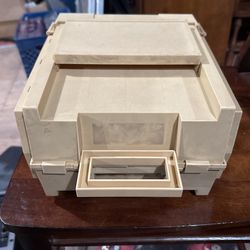 VINTAGE WORLDWIDE MEDIA 1983 THREAD SPOOL TOWER CARRYING STORAGE SEWING CASE