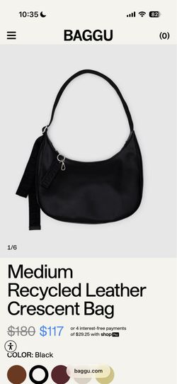 Medium recycled crescent leather baggu bag