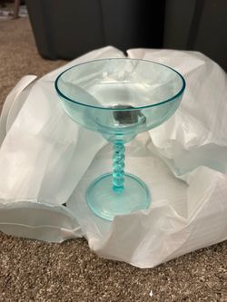 Set of 4 Aqua Blue Plastic Margarita Glasses