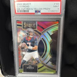 2023 PANINI SELECT | DIE-CUT RED & YELLOW PRIZMCJ STROUD 183 MINT PSA 9