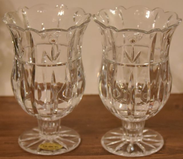 Crystal Tulip pedestal vase candle holder Set