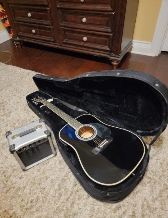 Esteban American Legacy AL-100 Acoustic Electric Guitar With Case And Esteban G-10 Guitar Amp
