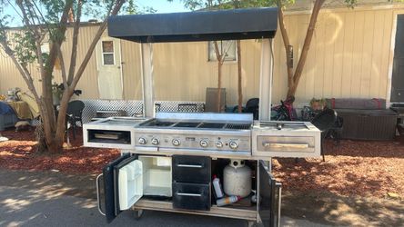 Large Outdoor Gas Grill Station with Canopy