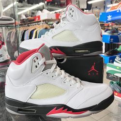 Air Jordan 5 Retro Fire Red Silver Tongue 