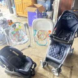 Baby Car seat, Stroller, Walker and Swing