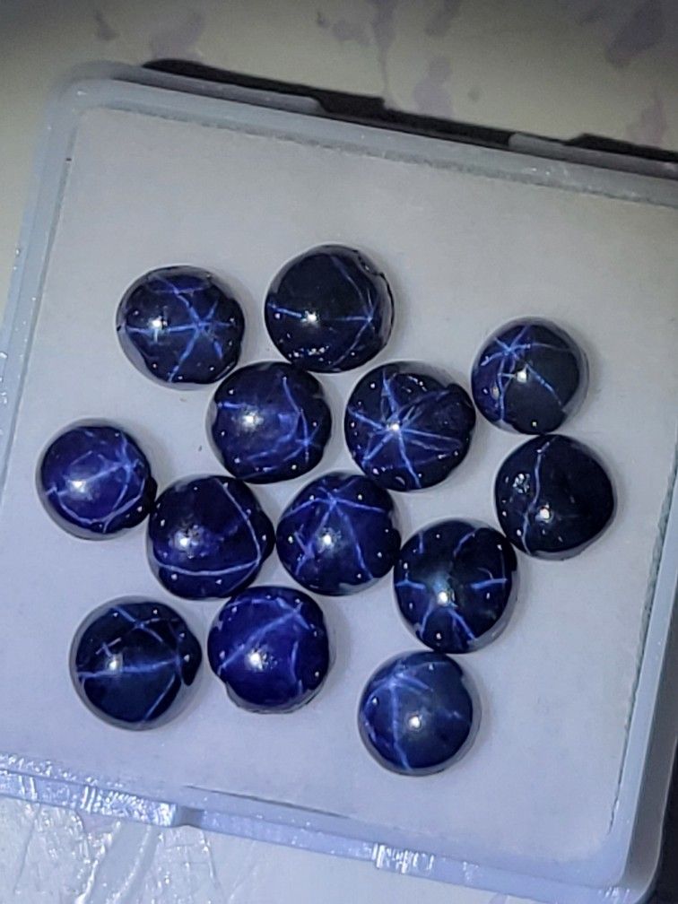 1pcs! Star Sapphire [6 Ray] Burma LOOSE GEMSTONE CABOCHON FLATBACK NATURAL RARE 