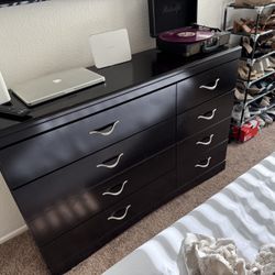 Black Dresser Has Mirror