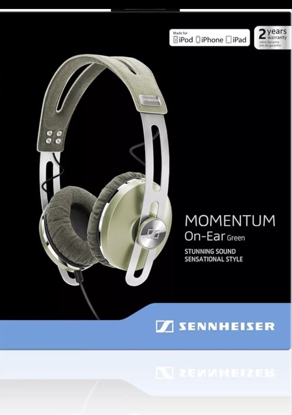 Sennheiser Momentum On-Ear Headphones – Green (For Parts/Repair) W/ Case