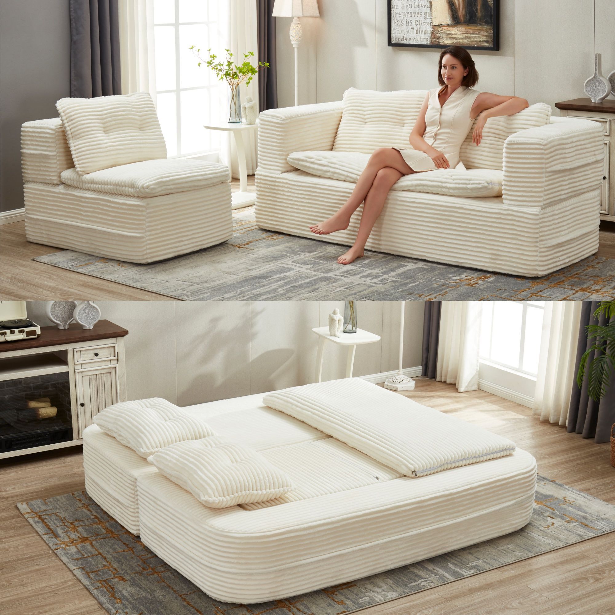 New Multi Functional Sectional Sofa Bed with Independent Chaise