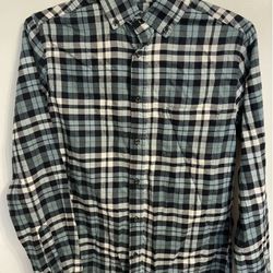 Goodfellow & Co Mens  Plaid Flannel Shirt Green and Teal Size S