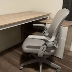 Like New - Ergonomic Grey Mesh Office Chair with Flip-Up Arms