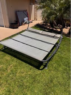 Outdoor Double Chaise Lounge Chair with Canopy Frame