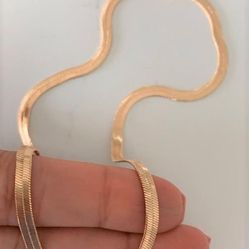 18K Gold Plated Men and women flat flat snake bone chain