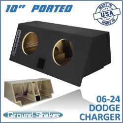 black 10" dual ported sub box, fits 06-26 dodge charger
