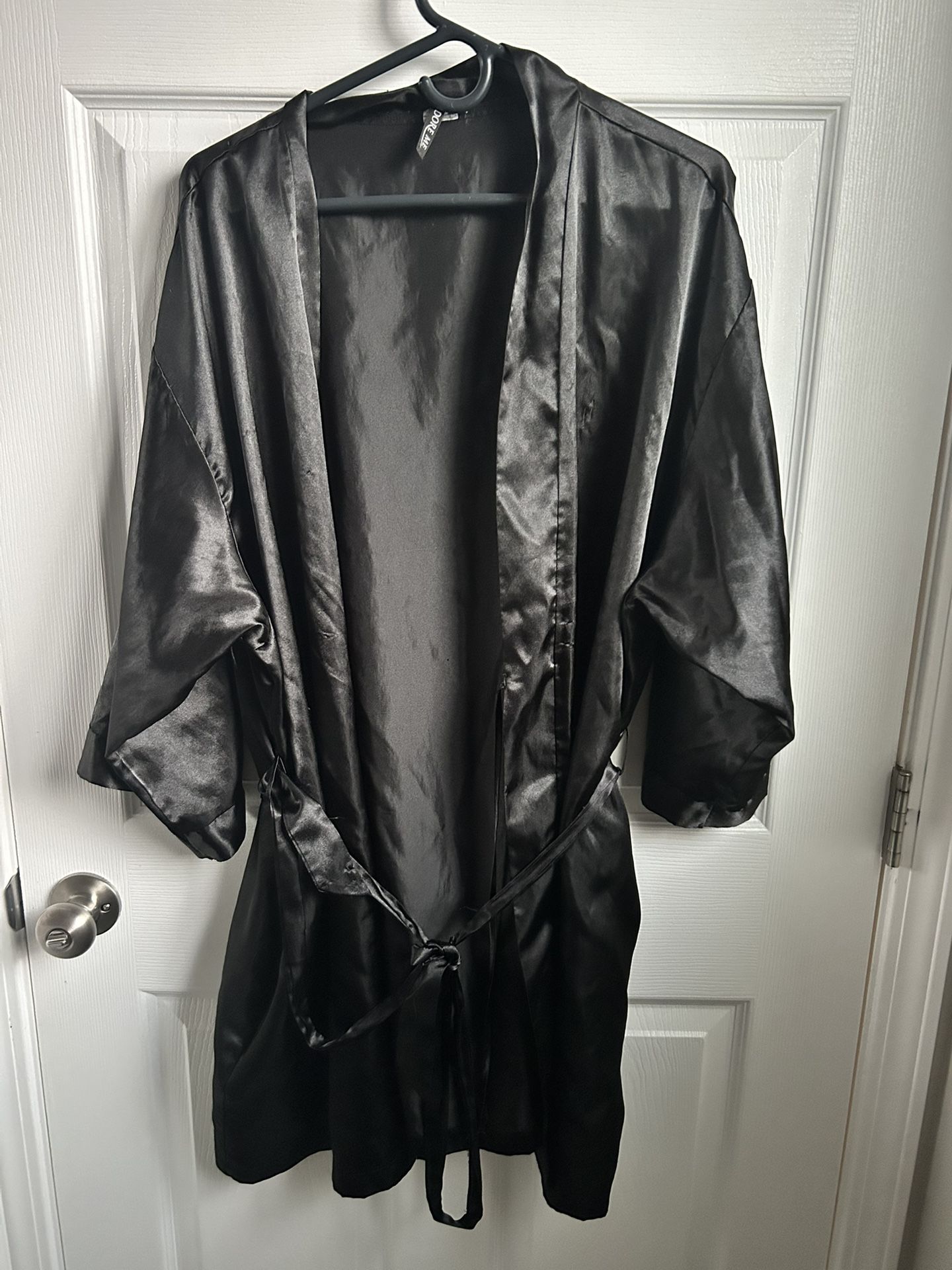 Adore Me Black Satin Robe